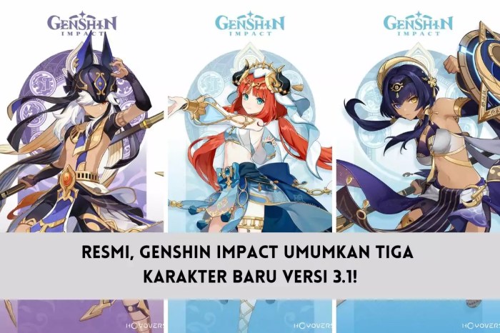 Resmi, Genshin Impact Umumkan Tiga Karakter Baru Versi 3.1! | SPIN Resmi, Genshin Impact Umumkan Tiga Karakter Baru Versi 3.1! | SPIN